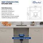 Sarlai 15in Topmount Single Bowl Stainless Steel Bar Sink