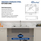 Sarlai 28''x22'' Drop-In Workstation Stainless Steel Kitchen Sink, 16 Gauge Topmount Single Bowl with Cup Rinser, Soap Dispenser & Faucet