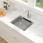 Sarlai 21''x18'' Undermount Bar Sink with Faucet, 16 Gauge Stainless Steel Ledge Workstation Outdoor RV Bar Prep Small Kitchen Basin
