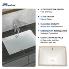Sarlai 20in Undermount Pure White Porcelain Ceramic Lavatory Vanity Vessel Sink