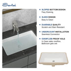 Sarlai 21in White Ceramic Rectangular Undermount Bathroom Vessel Sink with Overflow