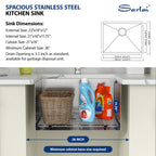 Sarlai 23 Undermount Laundry Sink - 23x18x12 Inch Undermount Utility Sink Rectangular Deep Single Bowl 16 Gauge Stainless Steel Under Counter Kitchen Laundry Tub Utility Sink Basin