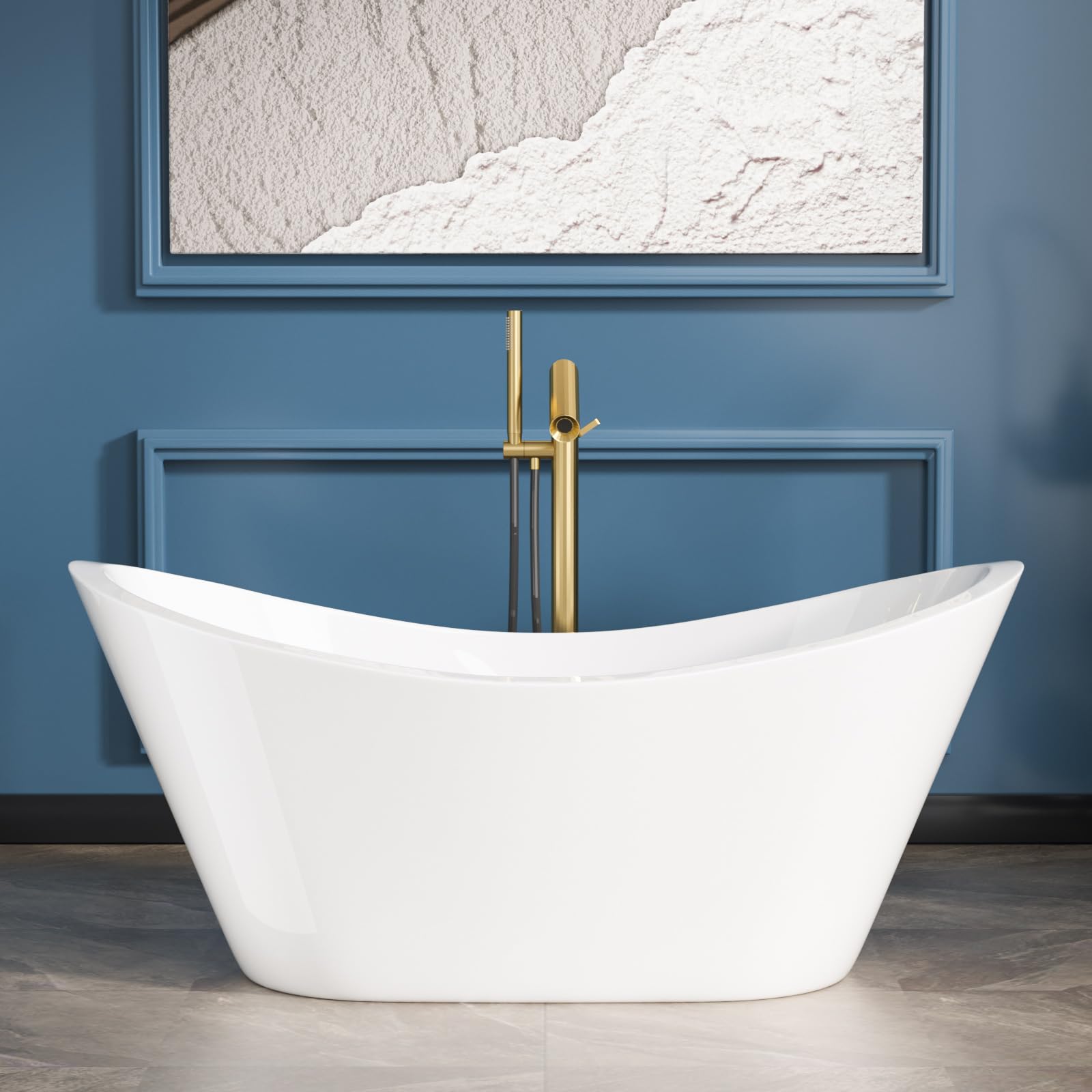 Sarlai 59 Inch Acrylic Freestanding Soaking Bathtu