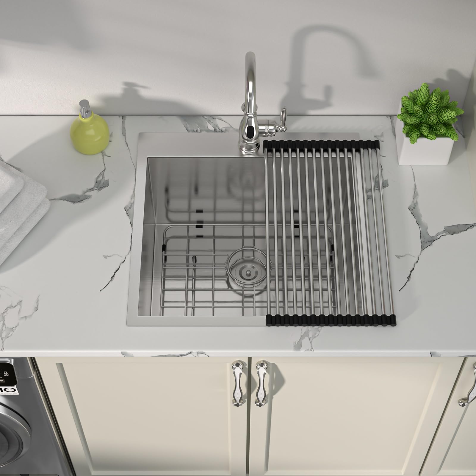 Sarlai 25'' x 22'' Stainless Steel Drop-in Single Bowl Laundry Deep Utility Sink