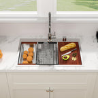 Sarlai 33'' x 22'' Topmount Double Bowl 60/40 Workstation Stainless Steel Kitchen Sink