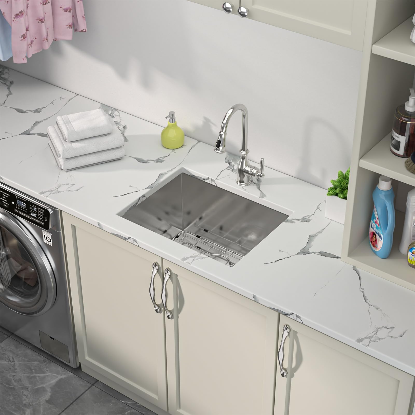 Sarlai 23 Undermount Laundry Sink - 23x18x12 Inch Undermount Utility Sink Rectangular Deep Single Bowl 16 Gauge Stainless Steel Under Counter Kitchen Laundry Tub Utility Sink Basin