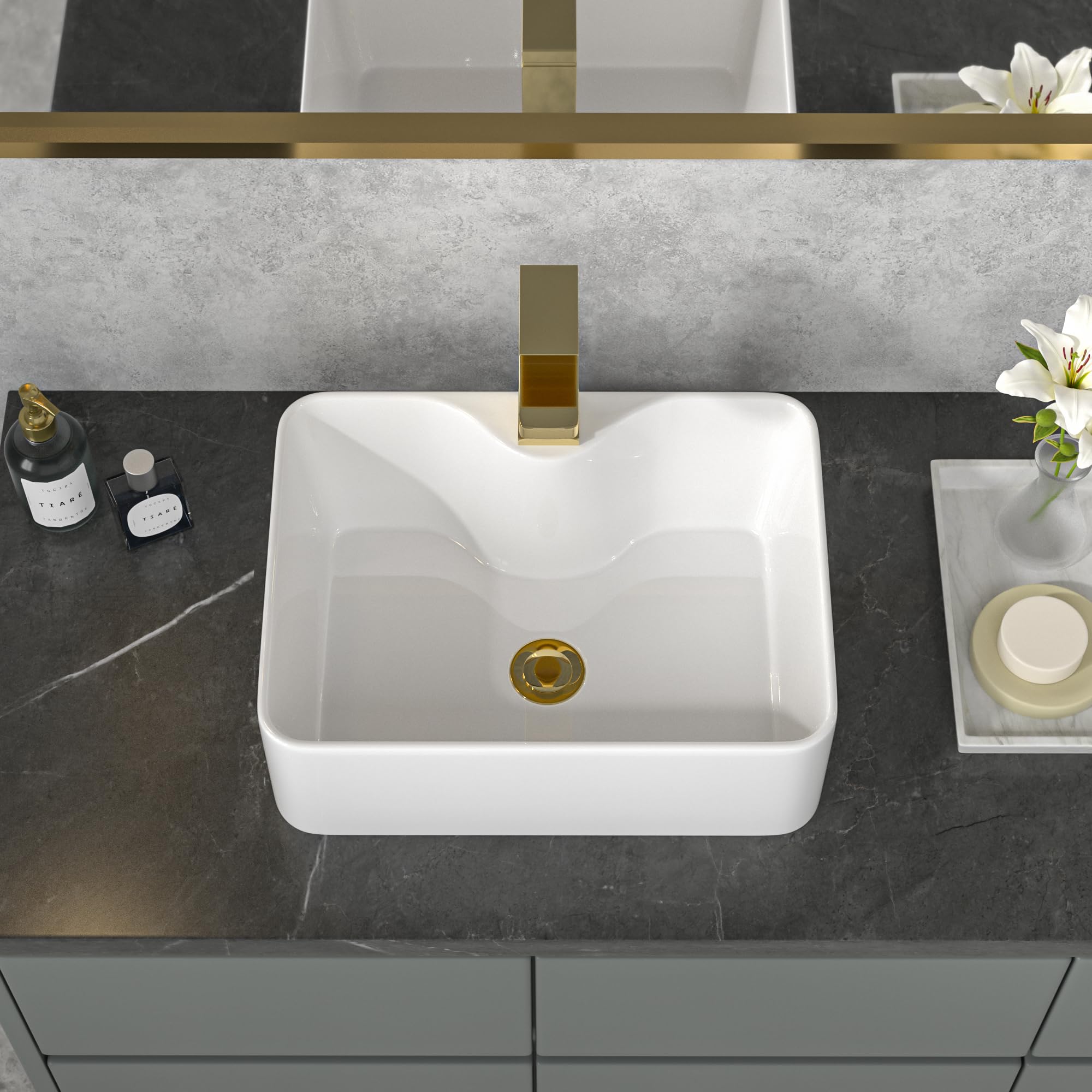 Sarlai 16''x12'' White Ceramic Porcelain Above Counter Bathroom Vessel Sink