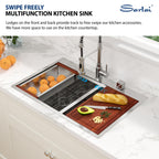 Sarlai 33in Drop In Double Bowl 50/50 Low Divide Stainless Steel Workstation Kitchen Sink