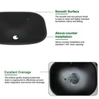 Sarlai 18.5''x14.38'' Matte Black Tempered Glass Bathroom Vessel Sink, Countertop Basin with Faucet & Pop-up Drain Combo