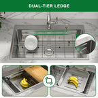 Sarlai 33'' x 22'' Drop In Double Ledges Design Workstation Kitchen Sink