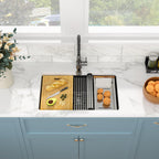Sarlai 30'' x 19'' Granite Composite Single Bowl Undermount Black Workstation Kitchen Sink