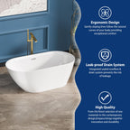 Sarlai Modern Slipper Shape White Acrylic Freestanding Bathtub