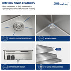 Sarlai 31'' Stainless Steel Topmount Single Bowl Waterfall Workstation Kitchen Sink