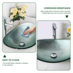 Sarlai Modern Artistic Tempered Glass Bathroom Vessel Sink, Countertop Bowl Basin for Lavatory Vanity Cabinet