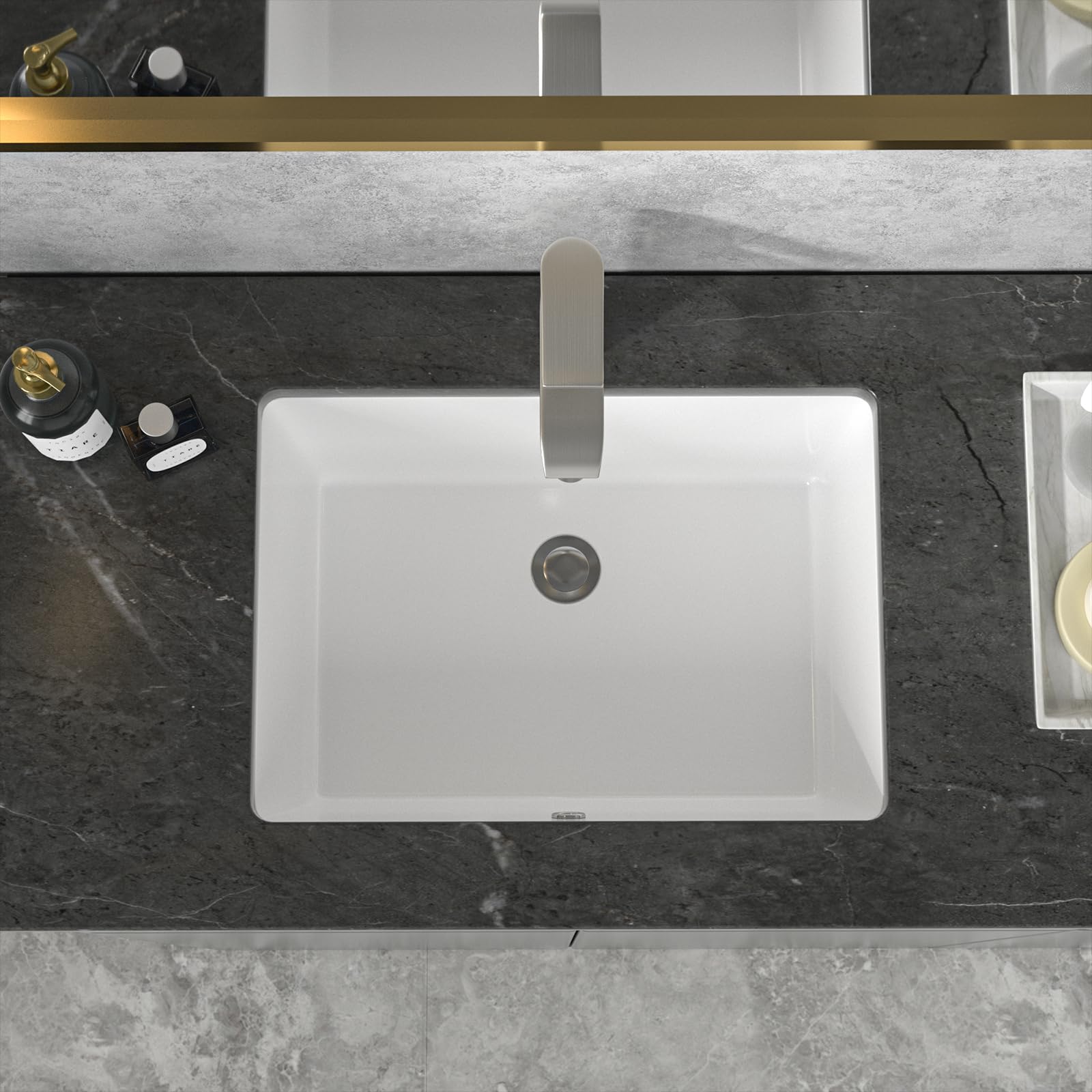 Sarlai 20in Undermount Pure White Porcelain Ceramic Lavatory Vanity Vessel Sink Secondary image