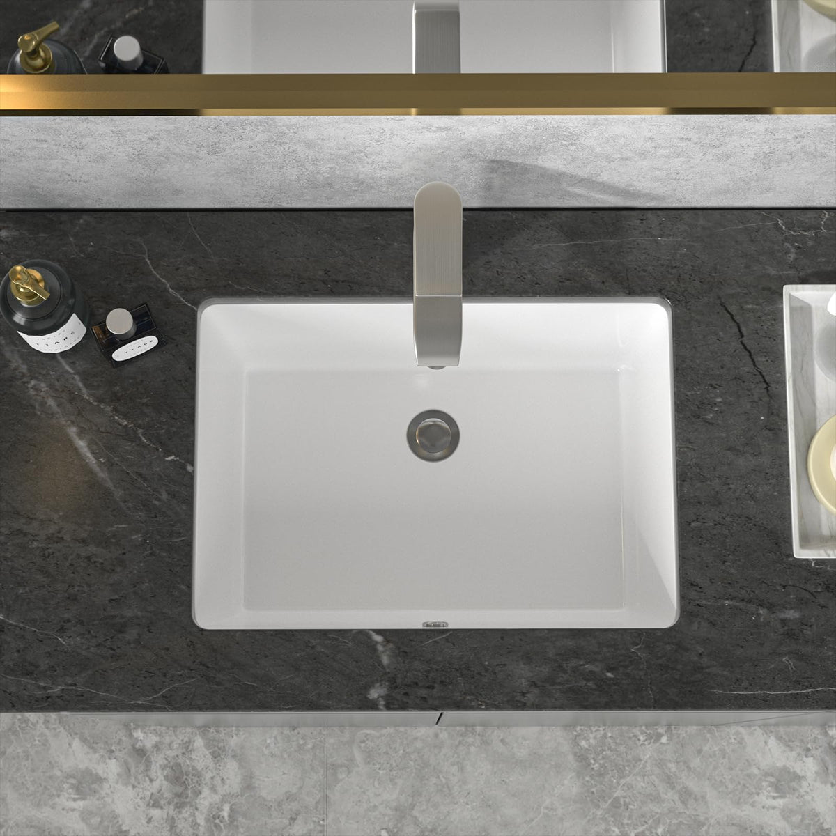Sarlai 20in Undermount Pure White Porcelain Ceramic Lavatory Vanity Vessel Sink Main image