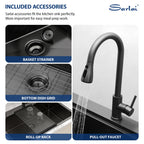 Sarlai 33''x22'' Gunmetal Black Drop-In Kitchen Sink, 16 Gauge Stainless Steel Topmount Single Bowl with Matching Kitchen Faucet