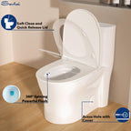 Sarlai One Piece Elongated ADA Height 17.3'' Comfort Chair Toilet, Dual Flush 1.1/1.6 GPF White Ceramic, 12'' Rough-In