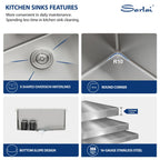 Sarlai 25'' x 22'' Stainless Steel Drop-In Double Hole Single Bowl Kitchen Sink
