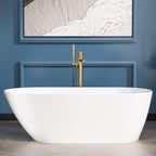 Sarlai Modern Slipper Shape White Acrylic Freestanding Bathtub