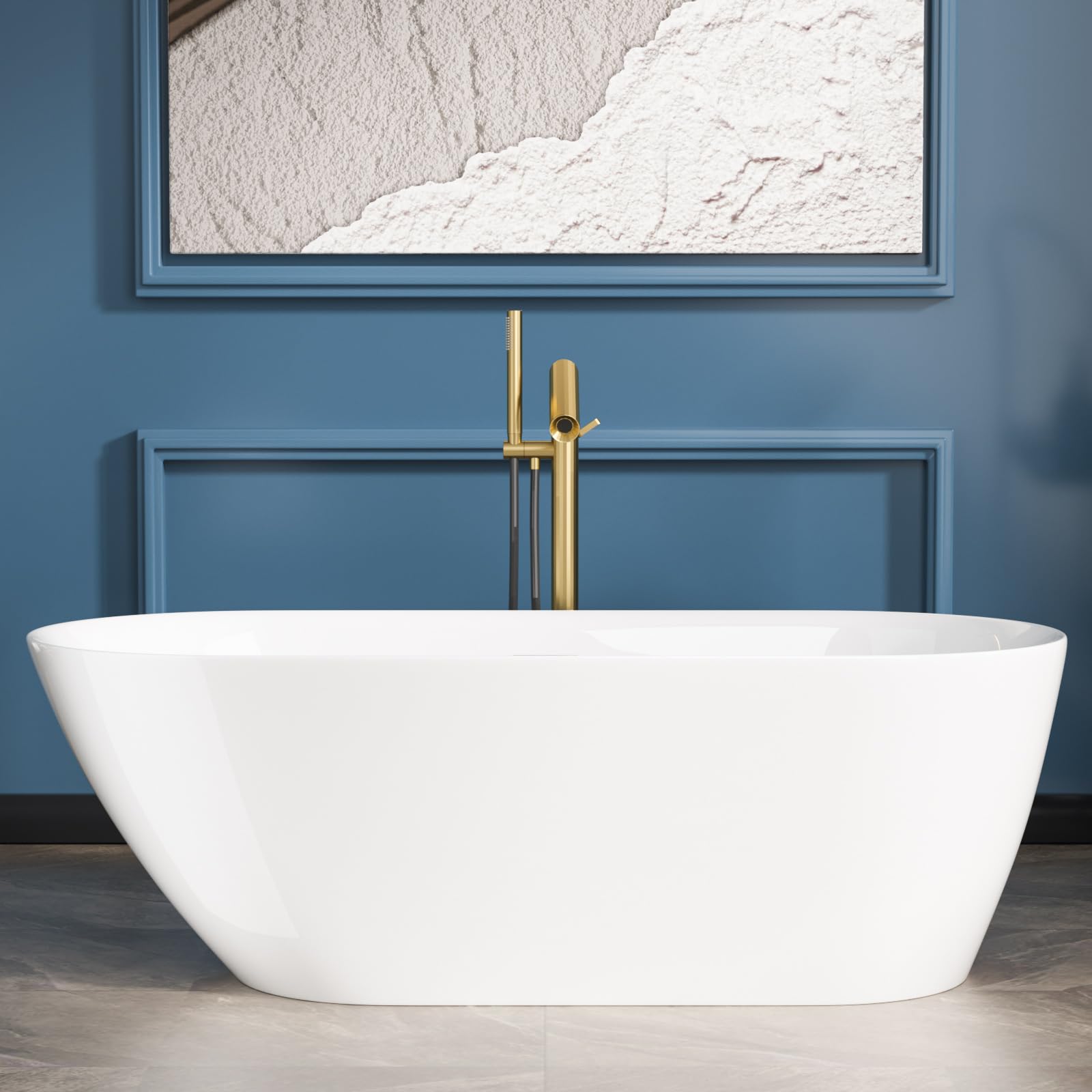 Sarlai Modern Slipper Shape White Acrylic Freestanding Bathtub