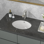 Sarlai 16in Undermount Oval Pure White Porcelain Ceramic Bathroom Vessel Sink