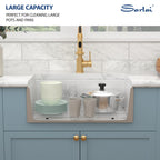Sarlai 30'' Arch Curved Apron Front White Fireclay Farmhouse Sink, Single Bowl Porcelain Farm Kitchen Basin