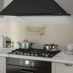 Sarlai Wall Mounted Folding Two Handle Pot Filler Gold Stainless Steel Kitchen Sink Faucet