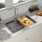 Sarlai 33'' x 22'' Drop In Double Ledges Design Workstation Kitchen Sink