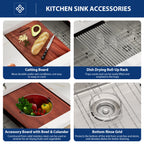 Sarlai 36in Undermount Workstation Sink - 16 Gauge 60/40 Double Bowl with Salad Prep Bowls