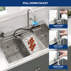 Sarlai 33'' x 22'' Stainless Steel Drop In Single Bowl Waterfall Workstation Kitchen Sink