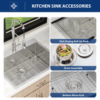 Sarlai 30''x22''Drop In Workstation Kitchen Sink 16 Gauge SUS304 Stainless Steel Single Bowl Topmount Sink with Accessories