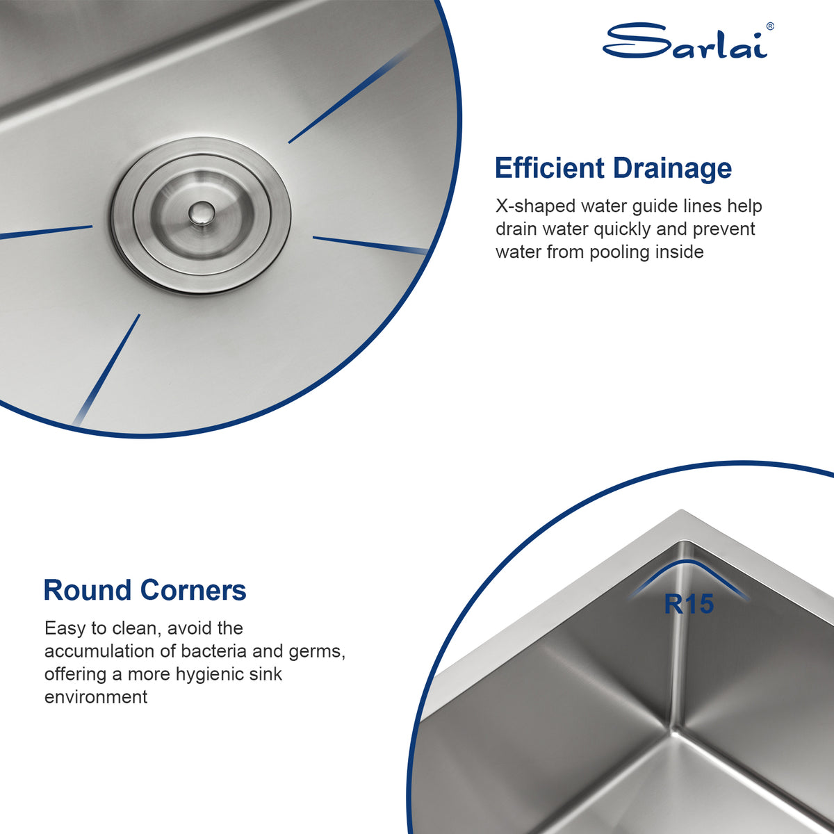Sarlai 33'' Drop In Workstation Kitchen Sink 16 Gauge SUS304 Stainless Steel Single Bowl Topmount Kitchen Sink