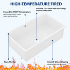 Sarlai 32in White Undermount Single Bowl Fireclay Ceramic Kitchen Sink