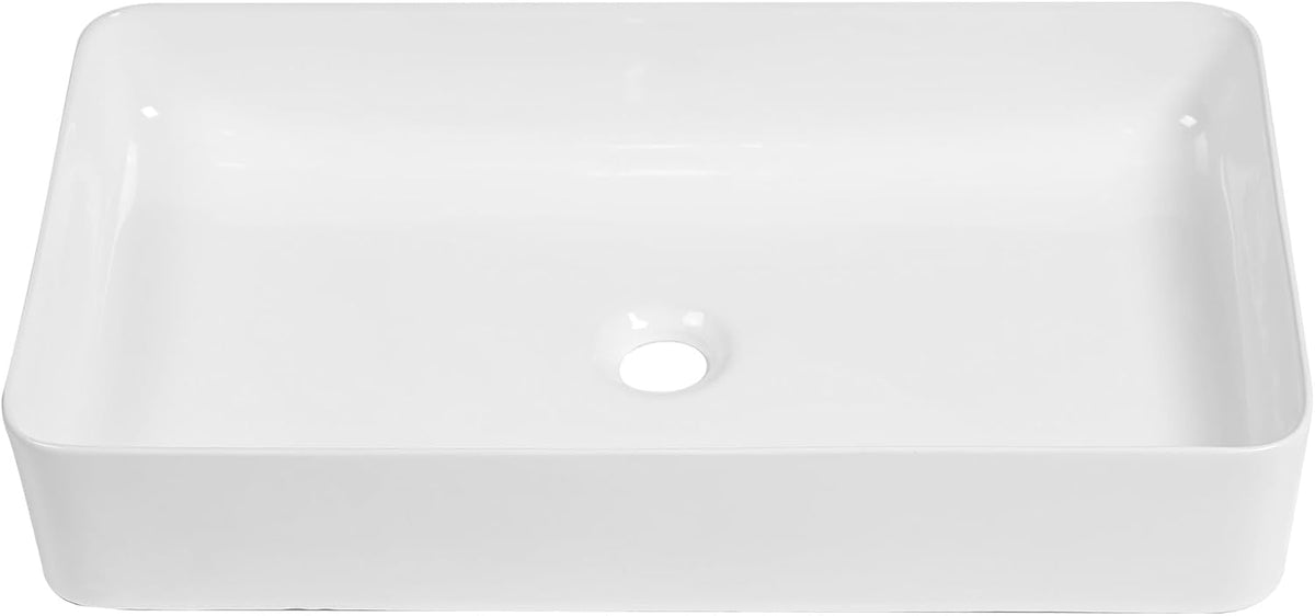 Sarlai 24''Rectangular White Ceramic Vessel Sink Above Counter Bathroom Sink