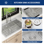 Sarlai 33''x22''Drop In Workstation Kitchen Sink 16 Gauge SUS304 Stainless Steel Single Bowl Topmount Sink with Accessories