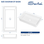 Sarlai 24'' x 14'' Ceramic Rectangle Vessel Drop-in Bathroom Sink