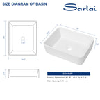 Sarlai 19'' x 15'' White Ceramic Rectangle Countertop Vessel Bathroom Sink