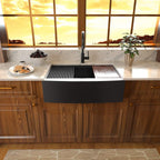 Sarlai 36'' x 22'' Black Stainless Steel Apron Front Workstation Farmhouse Sink