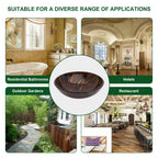 Sarlai 16.5''x16.5'' Brown Artistic Round Tempered Glass Bathroom Vessel Sink, Vanity Countertop Basin with Pop-up Drain