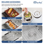 Sarlai 33 Drop In Farmhouse Kithchen Sink - 33 x 22 Inch Apron Front Ledge Workstation16 Gauge Stainless Steel Single Bowl Topmount Farm Sinks