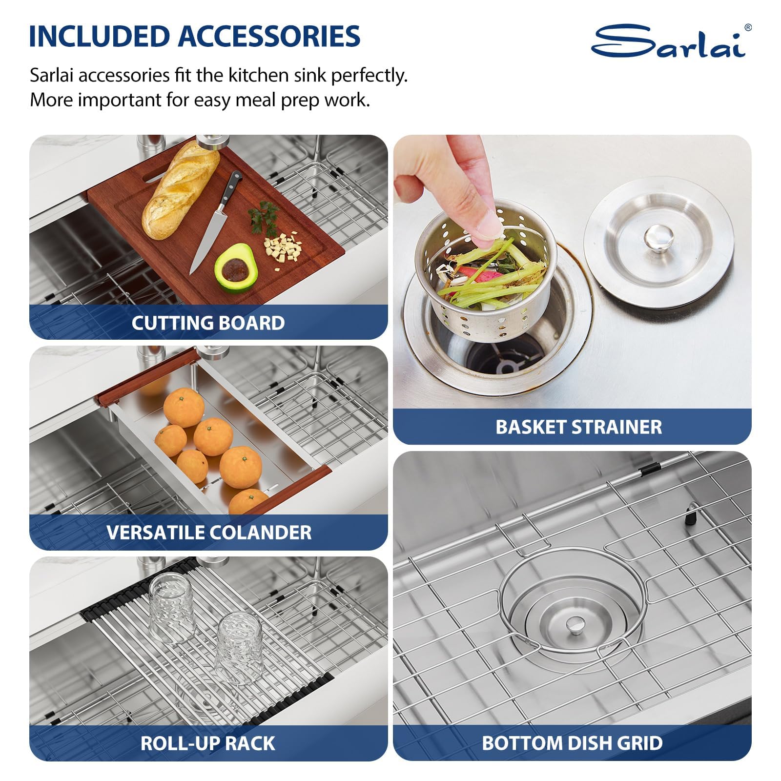 Sarlai 33 Drop In Farmhouse Kithchen Sink - 33 x 22 Inch Apron Front Ledge Workstation16 Gauge Stainless Steel Single Bowl Topmount Farm Sinks