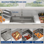 Sarlai 31'' Stainless Steel Topmount Single Bowl Waterfall Workstation Kitchen Sink