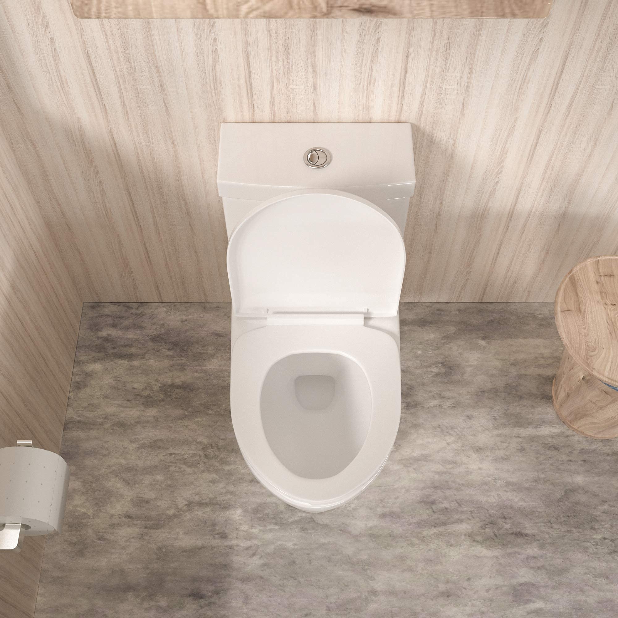 Sarlai One Piece Toilet - Tall Elongated Bathroom Toilet Comfort Height Dual Flush White Ceramic Modern Small Bathroom One Piece Toilet with Soft Seat, 12'' Rough - In, Wax Ring Included