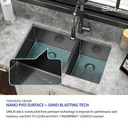 Sarlai 33'' Double Bowl Stainless Steel Gunmetal Black Kitchen Sink