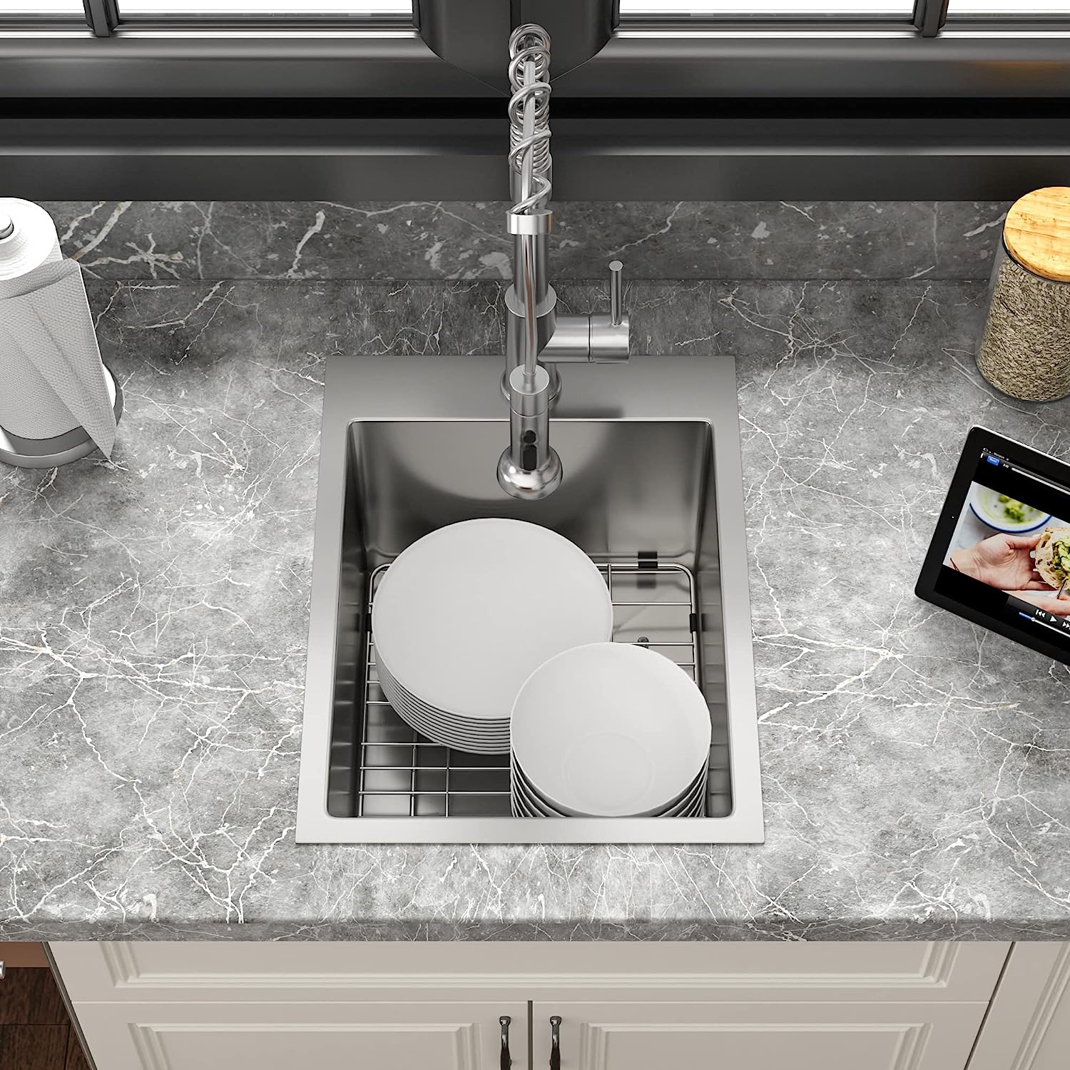 Sarlai 15''x 20'' Stainless Steel Drop-in Single Bowl Bar Sink