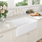 Sarlai 33'' White Apron Front Single Bowl Ceramic Porcelain Fireclay Farmhouse Kitchen Sink
