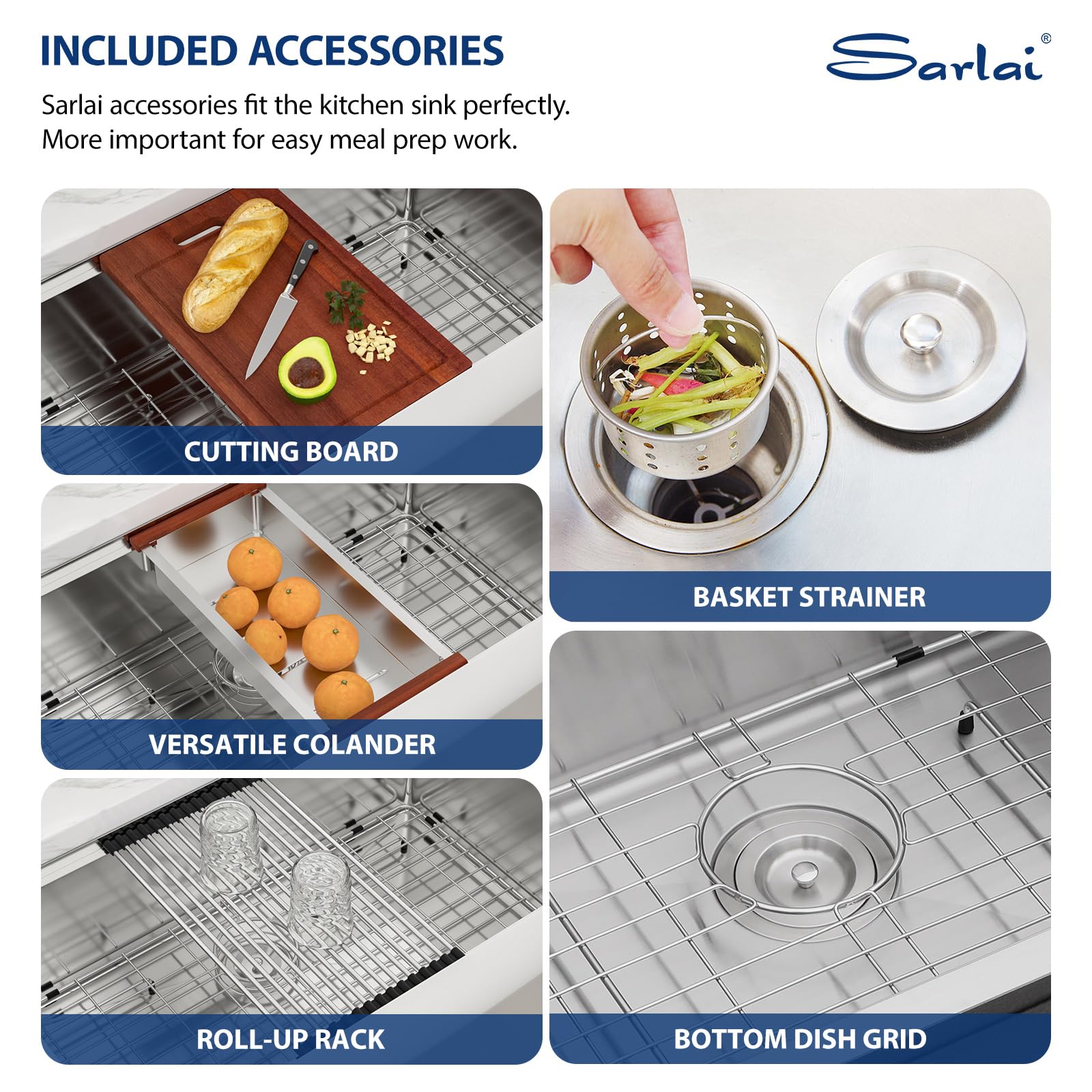 Sarlai 36''x22'' 60/40 Low Divide Double Bowl Stainless Steel Farmhouse Sink, Apron Front Undermount Workstation Farmer Kitchen Basin