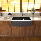 Sarlai 33'' Double Bowl 60/40 Gunmetal Black Apron Front Stainless Steel Farmhouse Sink