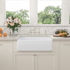 Sarlai 33'' White Apron Front Ceramic Workstation Fireclay Farmhouse Sink